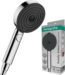 hansgrohe Pulsify Select S - Duschkopf, Handbrause mit 3 Strahlarten (Relaxation Version), runde Duschbrause (⌀ 105 mm), Brausekopf mit Antikalk-Funktion, Chrom Chrom 3 Spray Patterns mit PowderRain und Massagestrahl Angebot bei HelloDeals