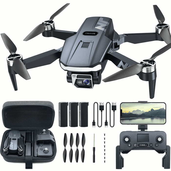 GPS Drohne mit Kamera 4K UHD für Erwachsene – 90 Min Flugzeit, lange Reichweite, Auto Return, automatisches Folgen, bürstenloser Motor, 5G FPV RC Quadcopter für Anfänger von NAFYRE N11 PRO Mattiertes Kristallscherbensilber Angebot bei HelloDeals