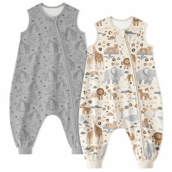 Unnivoll Baby Schlafsack mit Füßen 1,0 Tog Schlafsack Baby Sommer 1.0 Tog Aprikose & Grauer Elefant 70cm/6-18 Monate Angebot bei HelloDeals