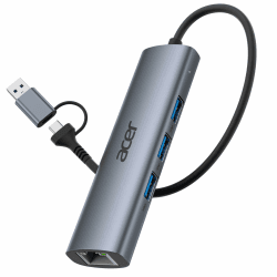 acer USB C/A Ethernet Adapter Hub mit 3*USB-A 5Gbps & 1000Mbps LAN Adapter | Treiberfrei, Aluminium, USB3.0 Netzwerkadapter für PC,Laptop,MacBook/iPad Pro,iPhone 15~17,macOS,Windows,Linux. Angebot bei HelloDeals