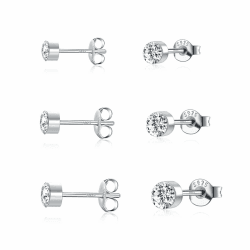 HUABOLA CALYN Silber Ohrstecker für Frauen, 925 Sterling Silber Ohrstecker Set, Hypoallergen Kleine Schlafknorpel Studs, AAAAA Clean Cubic Zirkonia Ohrstecker Ohrstecker 2/3/4mm Angebot bei HelloDeals