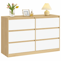 VASAGLE Kommode mit 6 Schubladen, Kommodenschrank, Schubladenschrank, Wäschekommode, für Schlafzimmer, 40 x 119,4 x 75 cm, Modern Kailyn Kollektion, mandelgelb-wolkenweiß LTS616YJ01 Mandelgelb + Wolkenweiß 40T x 119.4B x 75H cm (6 Schubladen) Angebot bei HelloDeals