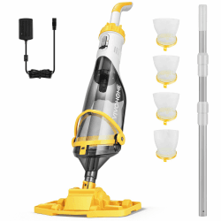 VIVOHOME Poolsauger Akku mit Teleskopstange 213cm Pool Bodensauger tragbar Poolreiniger mit 4200LPH Absaugung 60 Minuten Laufzeit für oberirdische/eingelassene Pool Spas 213 cm/Gelb Angebot bei HelloDeals