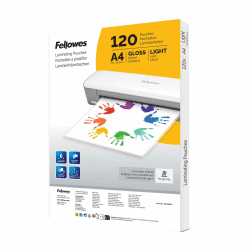Fellowes 120pk A4 Laminierfolien, glänzende Oberfläche, 120 Hüllen - ideal für Notizen und Fotos - Amazon Exclusive Packung mit 120 Stück Angebot bei HelloDeals