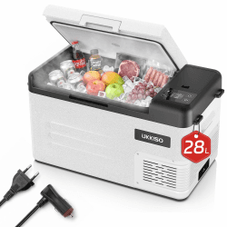 Kompressor Kühlbox 28L Kühlschrank für Auto, 12/24V DC 100-240 VC Kühlbox Elektrisch für Auto, Lkw, Boot, Camping, -20°C bis 20°C, mit USB Anschluss Angebot bei HelloDeals