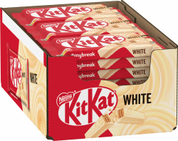 Nestlé KITKAT White Riegel, Knusper-Riegel mit weißer Fettglasur & knuspriger Waffel, 24er Pack (24 x 41,5g) Angebot bei HelloDeals