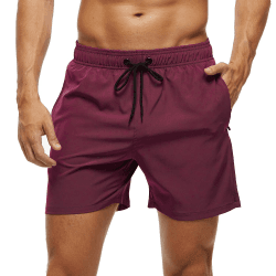 Arcweg Badehose für Herren mit Reißverschlusstasche Atmungsaktiv Wasserabweisend Badeshorts Männer Trainingsshorts Elastisch Verstellbar Mit Tunnelzug Meshfutter M Weinrot Angebot bei HelloDeals