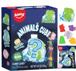 AMOS Peelerz Fruchtgummis Süßigkeiten, Ostern (Erdbeere & Traube & Apfel & Orange) Mystery Cube 4 Flavors Süßigkeiten Geschenk Einzeln Verpackt Sweets -240g Mystery Cube Mix Fruits - 240g Angebot bei HelloDeals
