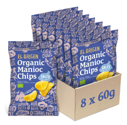 el origen Bio‑Maniok Chips mit Meersalz 8×60g - vegan, glutenfrei, palmölfrei, direkt geerntet & produziert in Ecuador, extra crunchy, nur drei Zutaten: Maniok, Sonnenblumenöl Angebot bei HelloDeals