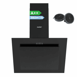 COMFEE' CH60J78EM4A2B Dunstabzugshaube 60cm A++, Kopffreihaube 60 cm Umluft und Abluft, 380m³/h Luftstrom, LED, Abzugshaube mit Aktivkohlefilter, Schwarz Angebot bei HelloDeals
