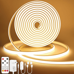Lamomo COB LED Streifen, Warmweiss Dimmbar 5M LED Strip, Wasserdicht 3000K Neon Led Leiste mit Fernbedienung, 10mm Breit, Silikon Flexibel Lichtleiste für Schlafzimmer Innen Außen Küche Deko, CRI90+ Warmweiss 5M Angebot bei HelloDeals