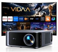 Beamer 4K [Schnellste VIDAA OS] Kompatibel mit Netflix, Dolby Audio & HDR10, 2000ANSI Smart Beamer Heimkino Autofokus Trapezkorrektur, Outdoor Projektor mit App Sprachsteuerung, WLAN/Bluetooth/Handy Schwarz Angebot bei HelloDeals