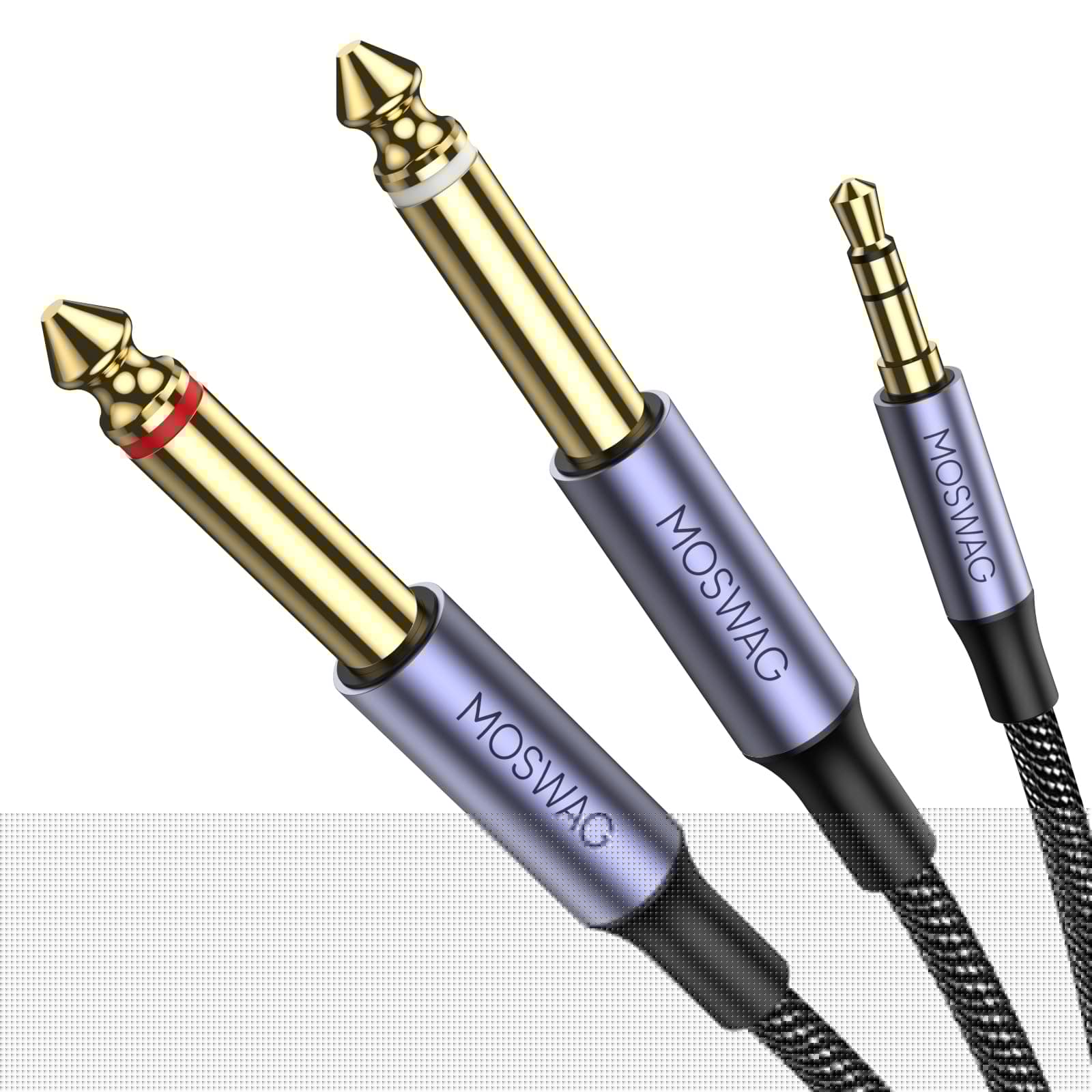 MOSWAG 3,5 mm TRS auf 2 x 6,35 mm TS Mono Y Kabel 1 m Splitterkabel Kompatibel mit iPhone, iPod, Laptop, CD-Player, Leistungsverstärker, Mixer, Heimstereoanlagen Nylon Braided 1 m Angebot bei HelloDeals