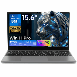 BMAX Laptop 15.6 Zoll Full HD Display N95 CPU 4 x 3.4 GHz 512GB SSD 12GB LPDDR5 USB3.2x2 HDMI Webcam Bluetooth WLAN Win11 Pro 64 Bit Notebook für Schüler und Büro mit Deutsche Tastaturschutzfolie Grau Angebot bei HelloDeals