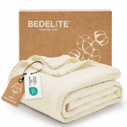 BEDELITE Musselin Decke 150 x 200 Erwachsene Tagesdecke Baumwolle, Creme | weiche & atmungsaktive 4-lagige Musselindecke 150x200 alle Jahreszeiten, leichter Überwurf Decken für Bett, Sofa und Couch Creme 150 x 200 cm Angebot bei HelloDeals