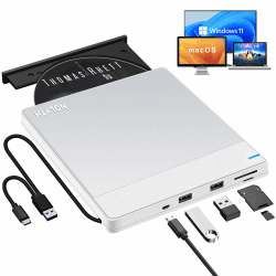 Externes DVD Laufwerk für Laptop: Ultra Slim CD Laufwerk Extern USB für Mac MacBook Apple Windows Portable Externer CD/DVD Brenner Player Optische Laufwerke mit SD/TF/USB Ports Angebot bei HelloDeals