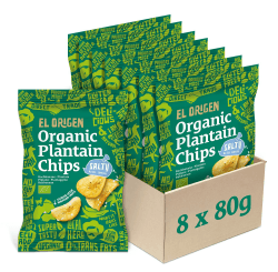 el origen Bio‑Kochbananen Chips mit Meersalz 8×80g - vegan, glutenfrei, palmölfrei, direkt geerntet & produziert in Ecuador, purer Genuss Angebot bei HelloDeals