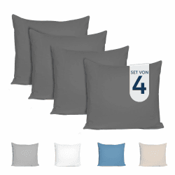 Dreamzie Kissenbezug 80x80 (4er Set) - 100% Jersey Baumwolle 150 g/qm Kissenbezüge - Anthrazit - Für Kissen 80 x 80 cm - Kissenhülle - Kissenbezug - Resistent und Hypoallergen - Zertifiziert Oeko-Tex 80 x 80 cm Anthrazit Angebot bei HelloDeals
