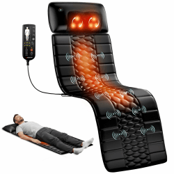 Massagematte mit Shiatsu-Nackenmassage & Wärme, Ganzkörper Massagematte mit 10 Vibrationsmotoren für Rücken, Taille und Beine, Elektrische Massageauflage für Zuhause & Büro, Schwarz Angebot bei HelloDeals