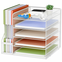 Marbrasse Schreibtisch Organizer und Büro Zubehör,5-Tier Briefablage,Mesh Büro Organizer für Schreibtischzubehör & Ablage(weiß) Angebot bei HelloDeals