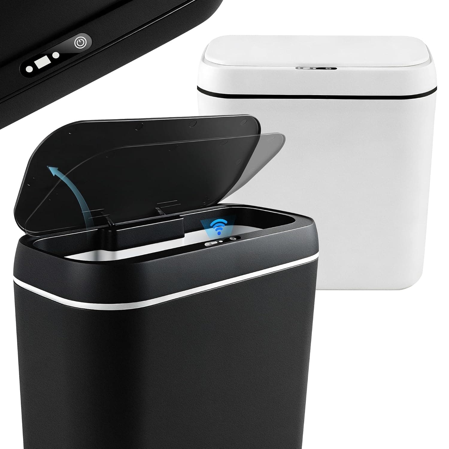 2er Set Mülleimer mit Sensor, 15L Automatischer Mülleimer mit Deckel, Intelligenter Bewegungssensor, Leise Wasserdicht Elektrischer Mülleimer für Büro, Schlafzimmer, Küchen Angebot bei HelloDeals