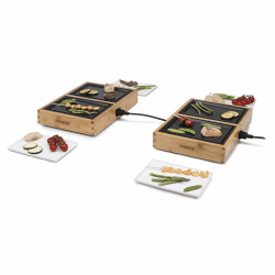Princess Dinner4All Pure Tischgrill mit Bambusausführung - 4x210W, 2M Kabellänge, 4x Heizplatten und 4x Keramikplatten, 104040 | Für bis zu 4 Personen Angebot bei HelloDeals