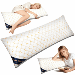 Chilling Home Seitenschläferkissen mit Bezug, Bestickte Schwangerschaftskissen Body Pillow, 137 x 53 cm Stillkissen Langes Kissen für Seitenschläfer(Weiß-Gold) Weiß Gold Angebot bei HelloDeals