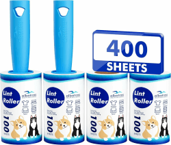 Fusselrolle Tierhaare Ultra Klebrig - 2 Griffe + 4 Rollen 400 Züge, Wiederverwendbarer Fusselroller für Haustierhaare Katze Hund auf Kleidung Möbel Teppiche 400 Sheets Angebot bei HelloDeals
