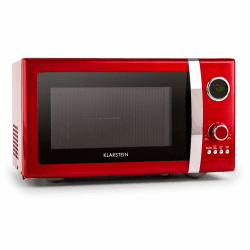 Klarstein Fine Dinesty - Mikrowelle, Mikrowellenofen mit Grill, Retro, Metall-Gehäuse, 23L Garraum, 800W Mikrowellenleistung, 1000W Grillleistung, Timer, 12 Programme, LCD-Display, rot Angebot bei HelloDeals