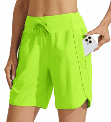 WILLIT Damen Shorts Sporthose Kurz High Waist Laufhose Sommer Laufshorts Schnelltrocknend Wanderhose Kurze Hose Sport Fitness Running mit Taschen 7" M Chartreuse Angebot bei HelloDeals