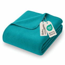 Kuscheldecke (150x200cm) • Weiche Tagesdecke • Sofadecke • Wohndecke • Schlafdecke • Oeko-Tex zertifizierte Baumwolldecke • Samtig weiche Decke • Farbe: Türkis Angebot bei HelloDeals