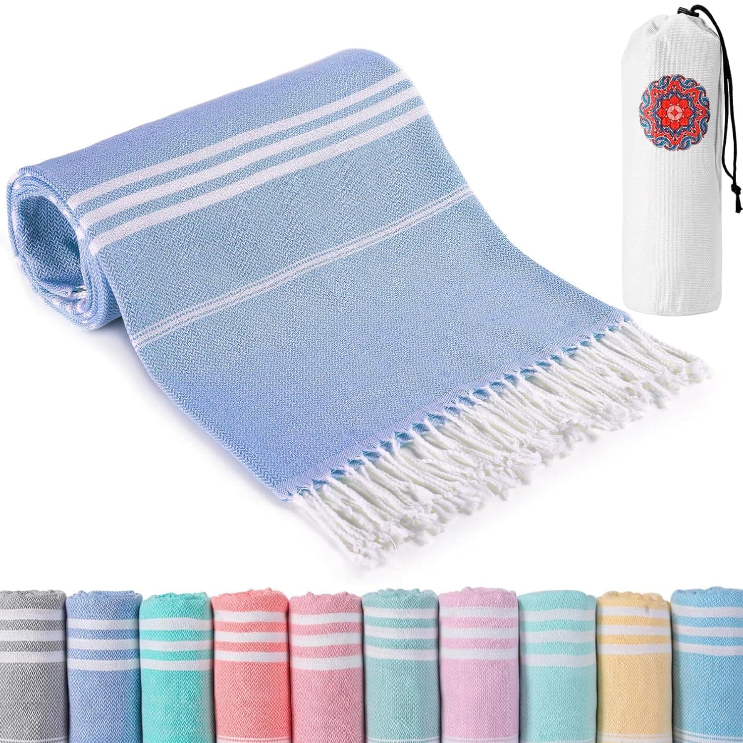 Strandtuch Strandhandtuch Hamamtuch Strandtücher Beach Towel xxl Groß Strand Zubehör Strandlaken Damen Herren Hammam Tuch Strandhandtücher Strandzubehör Strandbadetuch Blau Geschenke für Frauen Männer Angebot bei HelloDeals