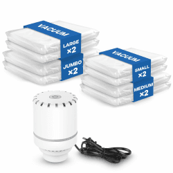 Vakuumbeutel für Kleidung mit elektrischer Luftpumpe, 8er Pack (2Jumbo/2groß/2mittel/2klein), Vakuumbeutel für Bettdecken, Matratzen, Decken, Kissen, Bettwäsche, Reisen, Umzug 8 Beutel(2S/2M/2L/2J)+Pumpe Angebot bei HelloDeals
