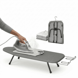 Tischbügelbrett Klappbar | Mini Bügelbrett aus robustem Metallgitter Hitzebeständiger Bezug & 8mm Dickes Baumwollpolster | Platzsparendes Bügeltisch für kleine Räume, 80x30x16cm Angebot bei HelloDeals
