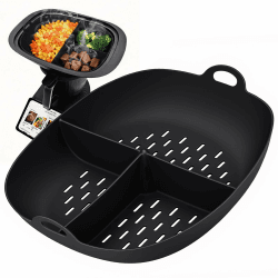 SelfTek Permanent Dauerbackfolie Kompatibel mit TM7, 4.5L Große Kapazität | Lebensmittelechtes Silikon, Antihaft, hitzebeständig bis 230°C, mit Trennwand & Griffleisten, spülmaschinenfest, Schwarz Angebot bei HelloDeals