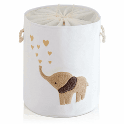 Faltbar Wäschekörbe Kinderzimmer, 58L Extra Groß Spielzeug Aufbewahrung Wäschekorb Aufbewahrungskorb Kinder mit Kordelzugverschluss Kinderzimmer deko Junge Wäschesack (Brauner Elefant) Angebot bei HelloDeals