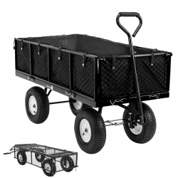 Miweba Bollerwagen MB-700 | 𝟕𝟎𝟎 kg Traglast - Luftreifen - Wände klappbar - Volumen 220 L - Sackkarre - Schubkarre - Transportwagen - Handwagen - Gartenwagen - Wagen - Gartenkarre (Schwarz) Angebot bei HelloDeals