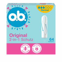 o.b. Original normal 2-in-1-Schutz Tampons, 1 x 64 Stk | Tampons mit dynamischer Passform und ineinandergreifenden Rillen für bis zu 100% Auslaufschutz und Komfort 64 Stück Angebot bei HelloDeals