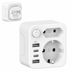 Adapter Japan Reiseadapter USA Adapter Steckdose 2-Fach Reisestecker Schuko auf Typ A für USA, Japan, Kanada, Weiß Angebot bei HelloDeals