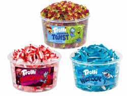 Trolli Dosen Diverse Sets 1er 2er 3er 4er Set Büro Party Mischpaket Grosspackung 1xTwist1xHaifische1xDracula & 1xHLKauf-Block Angebot bei HelloDeals