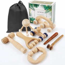 ACWOO Faszienrolle Holz, 8 Stück Exquisites Massage Set, Faszienstab holz, Massageroller Holz,Rückenmassageroller für Muskelentspannung, Körperformung, Gua Sha Massage,Anti Cellulite C-8er Angebot bei HelloDeals