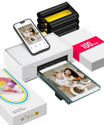Liene Fotodrucker für Smartphone(10x15 cm)+Set mit 2 Packungen(20+80 Blatt) Fotopapier/Patrone,WiFi Handy Fotodrucker für iPhone/Android/PC, 300DPI Farbsublimation Sofortbilddrucker, Printer Portable Drucker(Weiß) + 2 Pakete mit (20 Blatt + 80 Blatt) Angebot bei HelloDeals