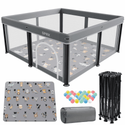 laufstall baby faltbar mit Matte,127x127,zusammenklappbarer Laufstall für Babys und Kleinkinder,Sicherheitslaufstall für Kinder im Innen-und Außenbereich,tragbarer Reiselaufstall und 30 Ozeanbällen 127*127*69cm Angebot bei HelloDeals