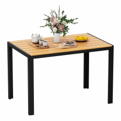 Amopatio Gartentisch Wetterfest 110×70 cm, WPC Balkontisch Aluminium, Rechteckiger Terrassentisch UV-beständig Gartenmöbel für Garten & Outdoor, Moderner Esstisch Schwarz-Braun Schwarz-braun 110×70x73 cm Angebot bei HelloDeals