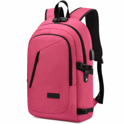 WENIG Rucksack Laptop für Damen Frauen Mädchen Schulrucksack mit USB-Ladeanschluss 15.6" Rosa Angebot bei HelloDeals
