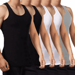 FALARY Unterhemd Herren 3/5er Pack Tank Top 100% Baumwolle Männer Weiß Schwarz Mehrfarbig alle Größen gekämmte Feinripp L 2 Schwarz 2 Weiß 1 Grau Angebot bei HelloDeals