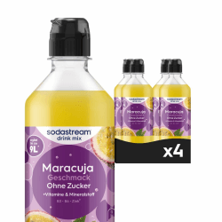 Sodastream drink mix Maracuja ohne Zucker, 4er Pack (4 x 440 ml) drink mix Sirup (mit Dosierkappe) 4er Pack (4 x 440ml) Angebot bei HelloDeals