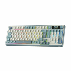 RK ROYAL KLUDGE S98 DE Mechanische Tastatur mit Smart Display & Knopf, Top Mount 96% Kabellose Mechanische Tastatur BT/2.4G/USB-C, Hot-Swap-fähige, Software-Unterstützung, 98 Tasten, Deutsches QWERTZ Linearer Creme Schalter Himmelblau Angebot bei HelloDeals