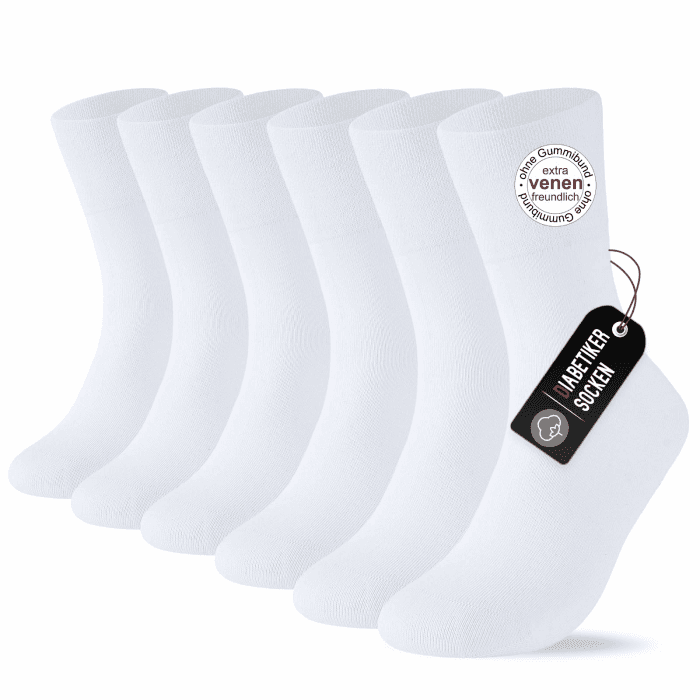 SockWaddles Diabetikersocken für Damen und Herren, 6 Paar, ohne Gummibund | Baumwollsocken aus 97 % Baumwolle mit Komfortbund; Socken ohne Naht, hautfreundlich und atmungsaktiv für empfindliche Füße. 43-46 Weiß Angebot bei HelloDeals