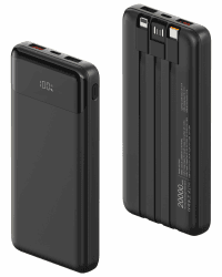 Powerbank 20000 mAh mit Integrierten 3 Kabeln, 22,5 W Schnellladung Power Bank Tragbares Ladegerät PD 3.0 QC 3.0 USB-C EIN- und Ausgang Externe Handyakkus für iPhone, Samsung, und mehr Angebot bei HelloDeals